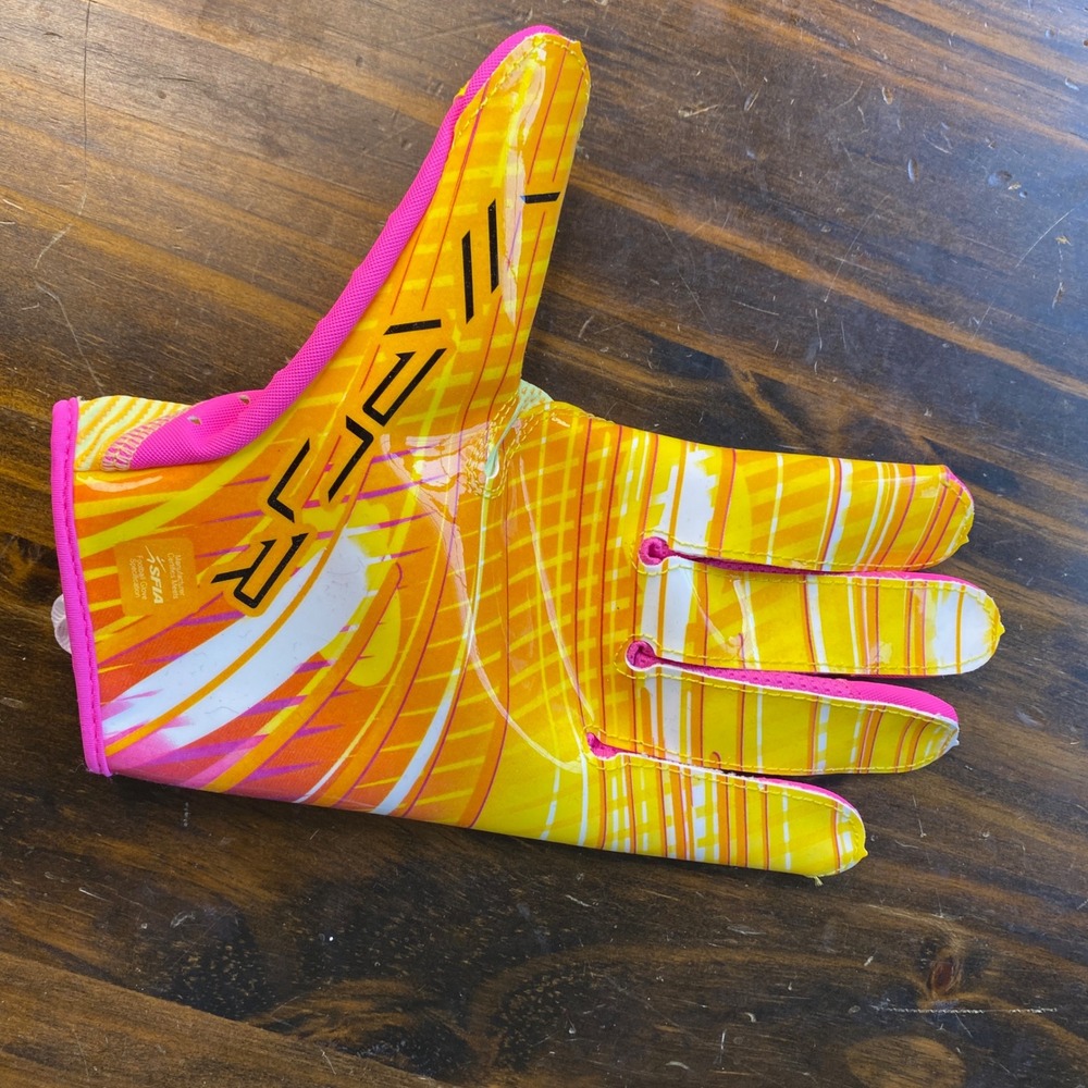 Nike Vapor Jet 8.0 Football Gloves Yellow Pink Mens Large N1011364815 NEW - Picture 10 of 15